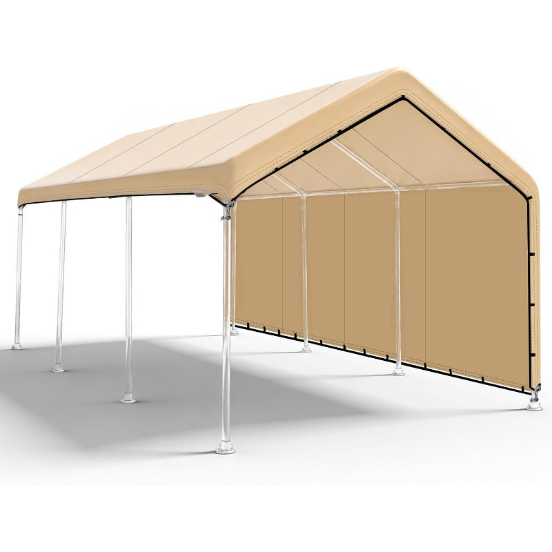 10'x20' Beige Heavy‑Duty Carport Canopy Cover