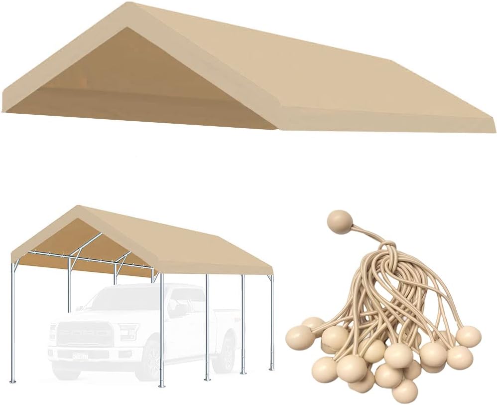 Beige 10'x20' Carport Replacement Canopy Cover
