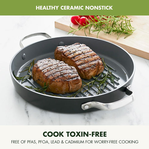 11" Ceramic Nonstick Grill Pan