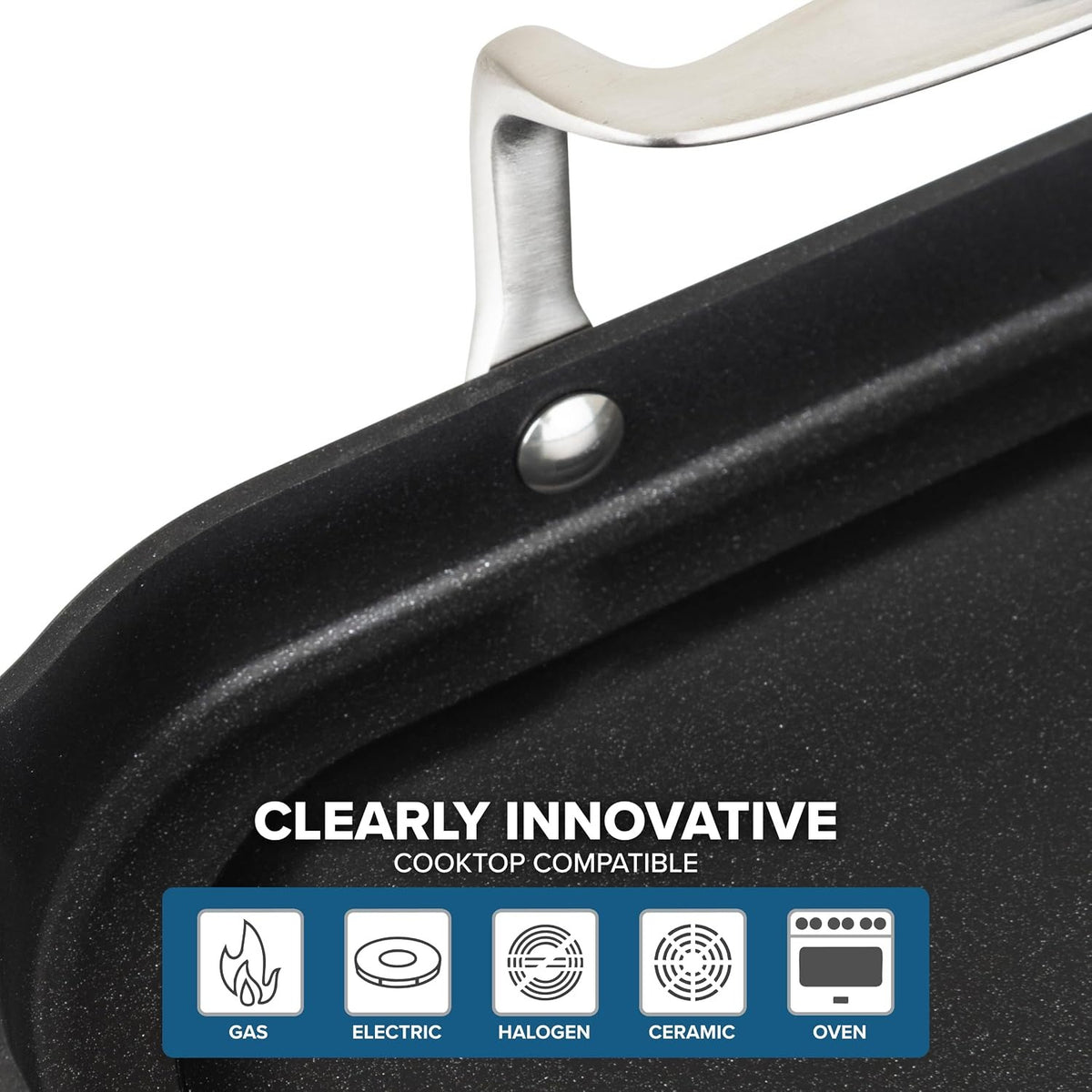 19"x11" Hard‑Anodized Double‑Burner Griddle Pan