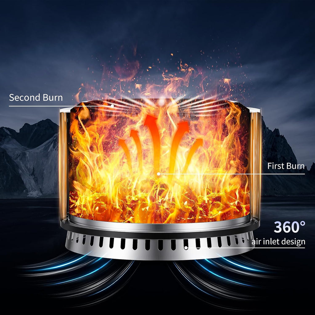 27 Inch Smokeless Fire Pit with Cover & Fire Poker