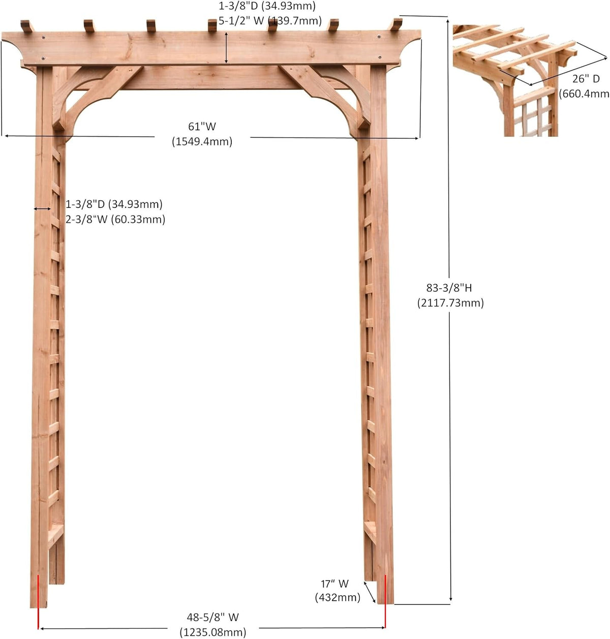 Solid Fir Wood Outdoor Garden Arch Trellis