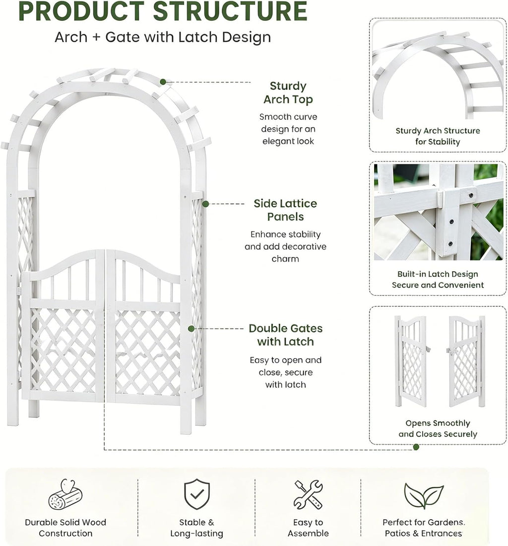 Wooden Lattice‑Gate Garden Arbor Trellis