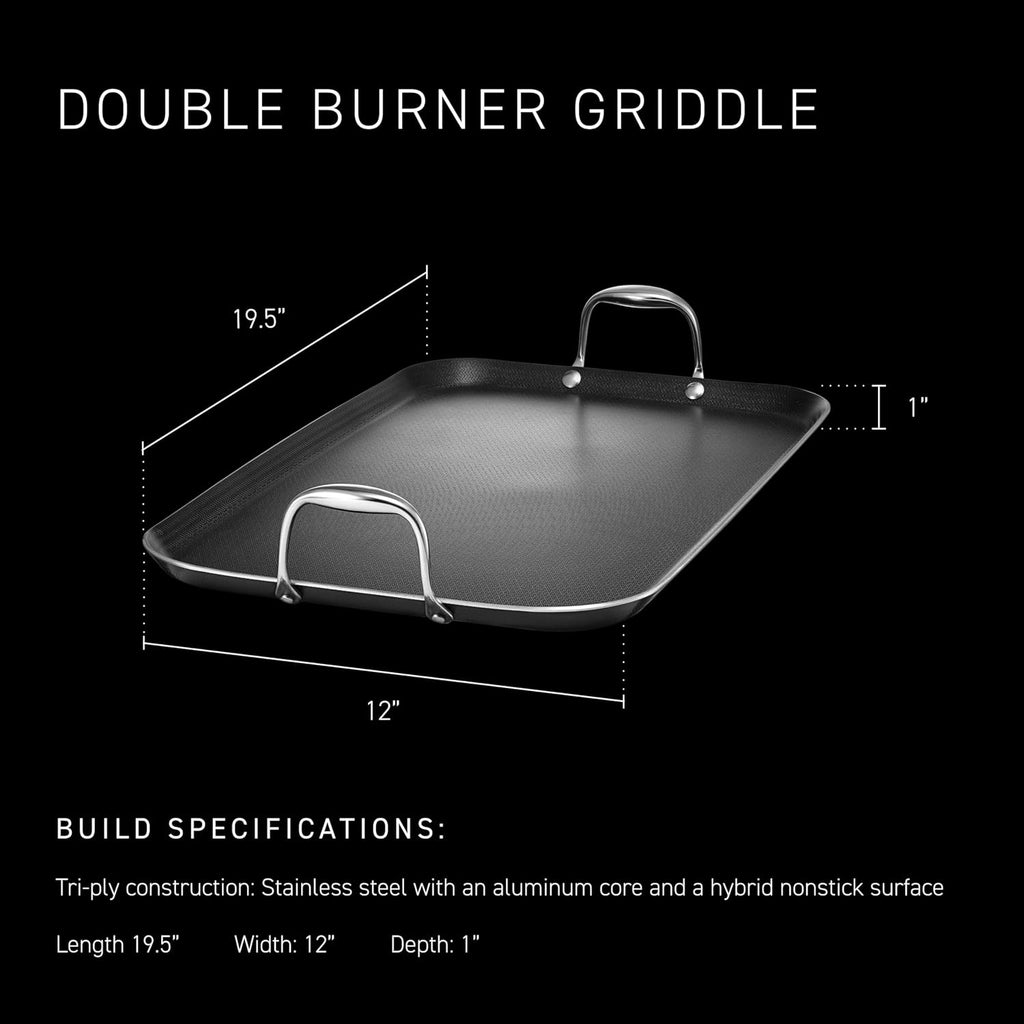 Double‑Burner Hybrid Nonstick Griddle Pan