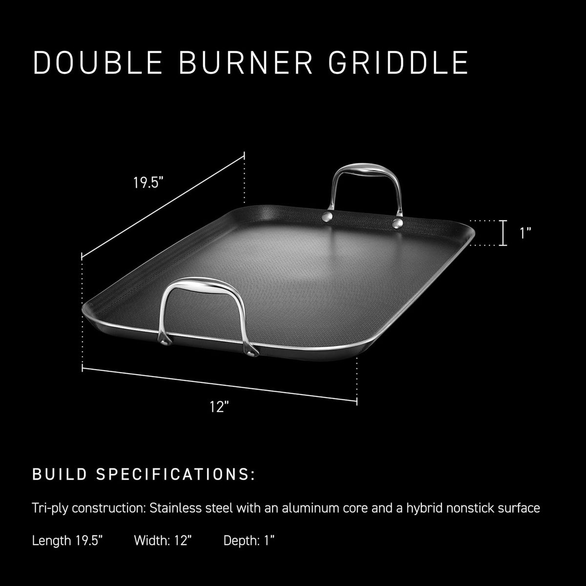 Double‑Burner Hybrid Nonstick Griddle Pan