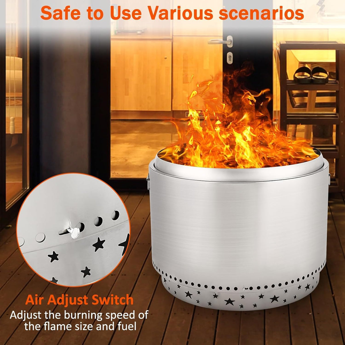 27 Inch Stainless Steel Smokeless Outdoor Fire Pit
