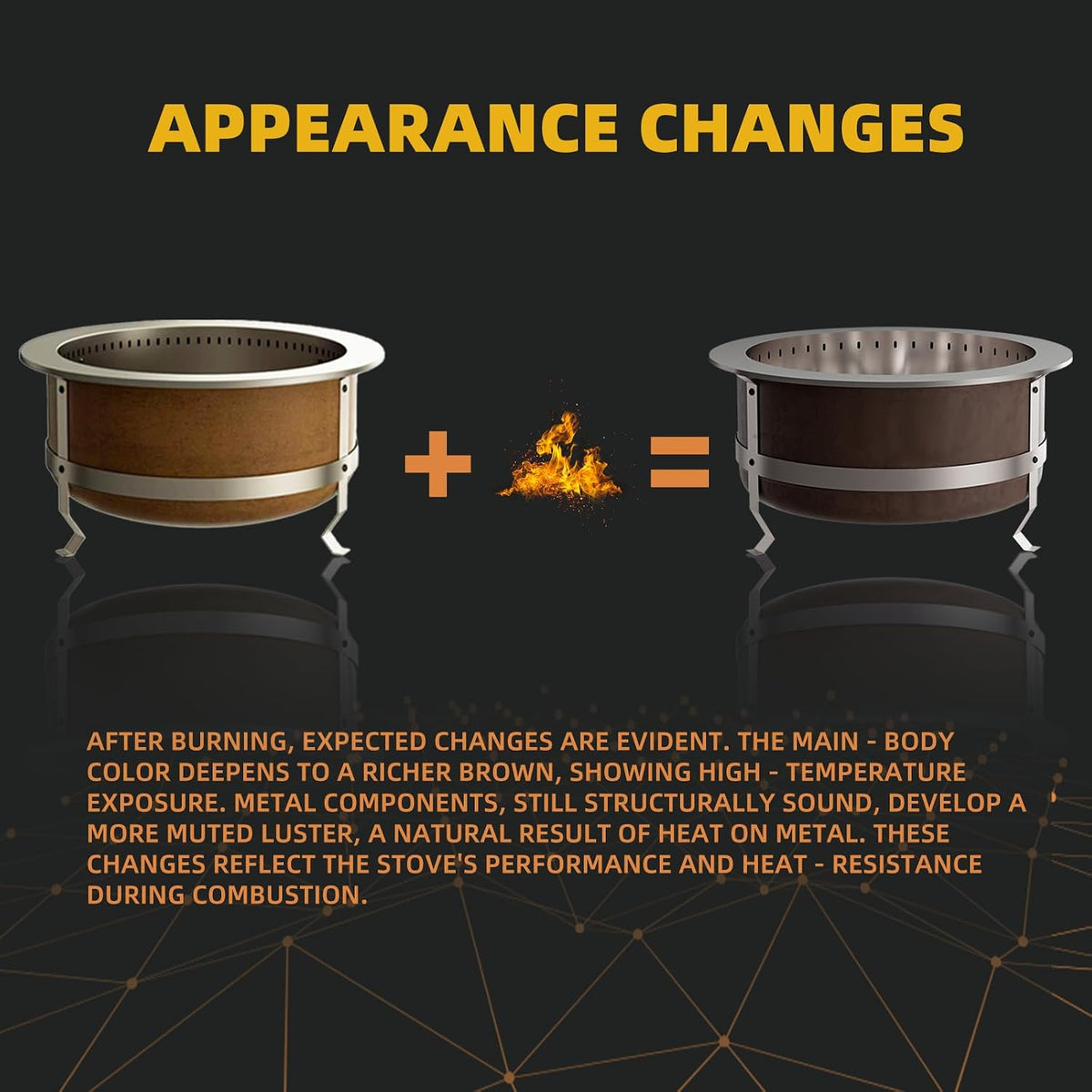 27 Inch Smokeless Wood‑Burning Fire Pit, Rust Finish
