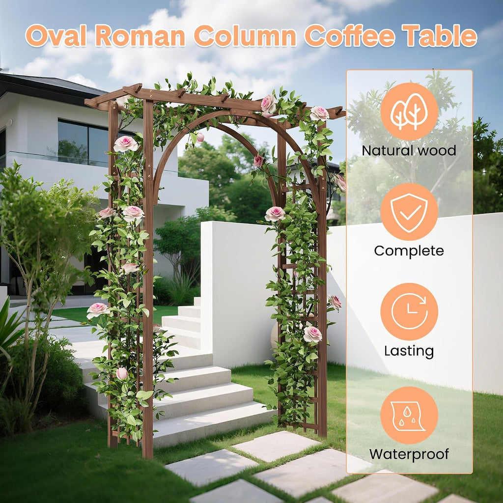 85‑Inch Brown Solid Wood Garden Arbor Arch