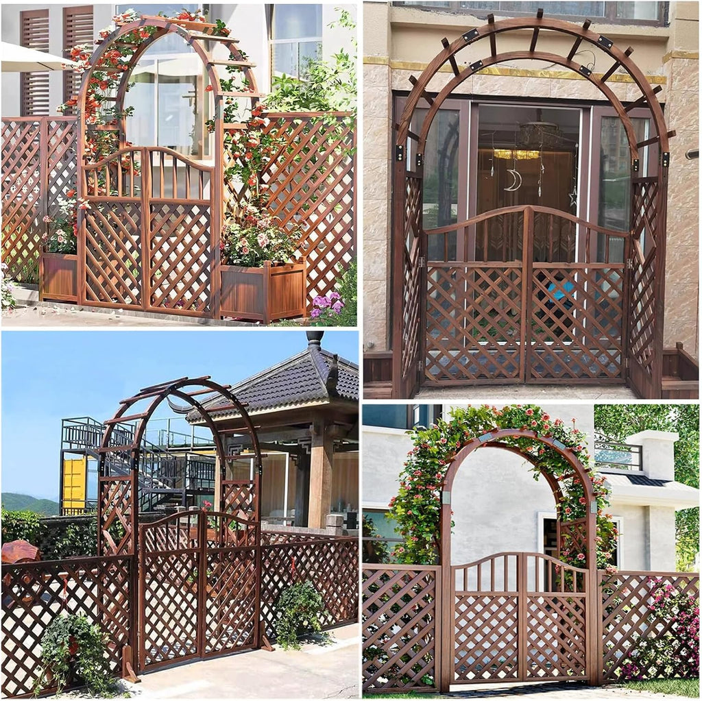 Wooden Lattice‑Gate Garden Arbor Trellis
