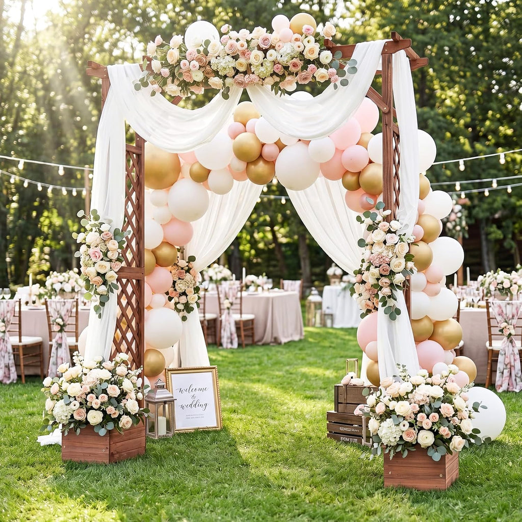 87‑Inch Wooden Garden Arbor With Planter Boxes