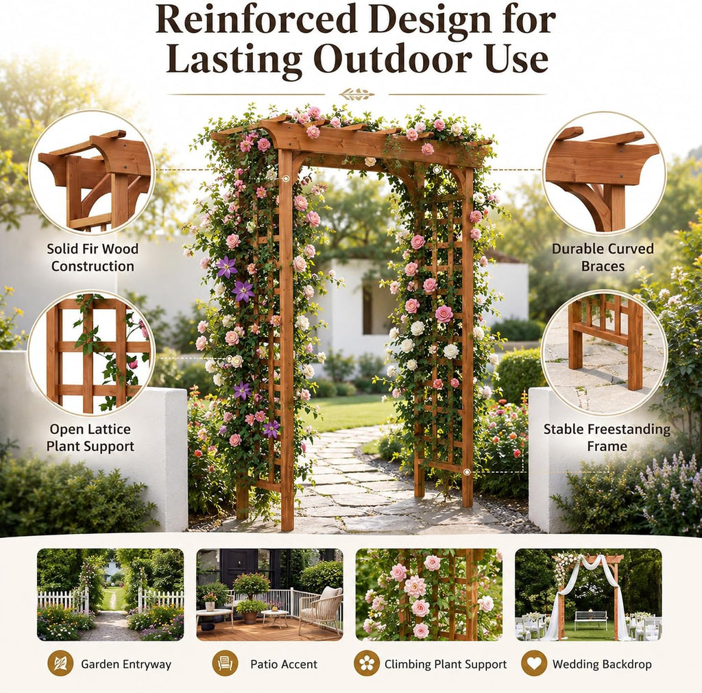 Solid Fir Wood Outdoor Garden Arch Trellis