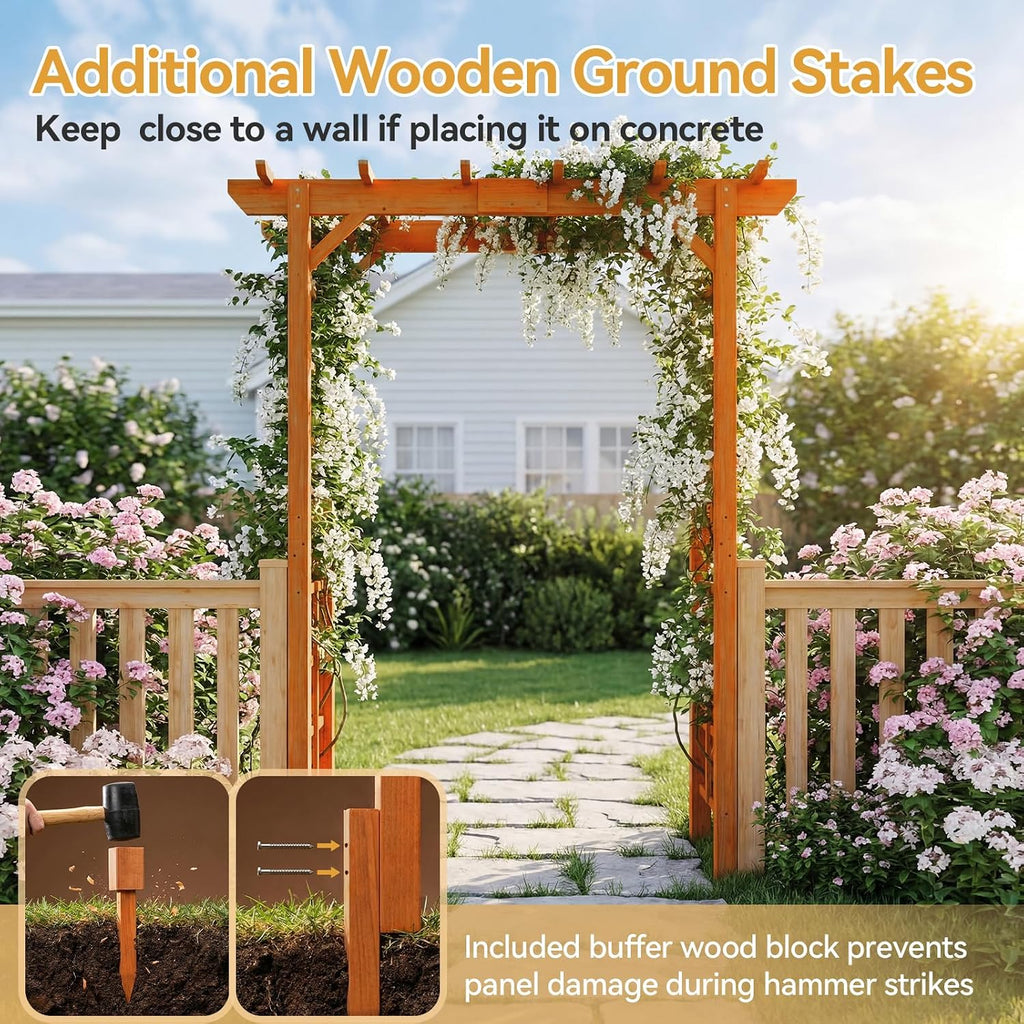 85‑Inch Walnut‑Brown Wooden Garden Arbor Trellis
