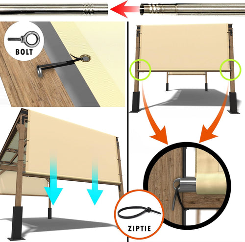 10'x25' Turquoise Waterproof Pergola Replacement Canopy