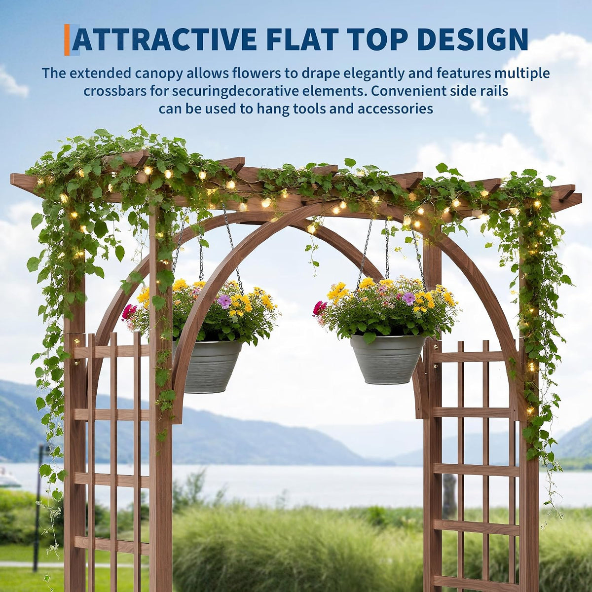 85‑Inch Brown Solid Wood Garden Arbor Arch