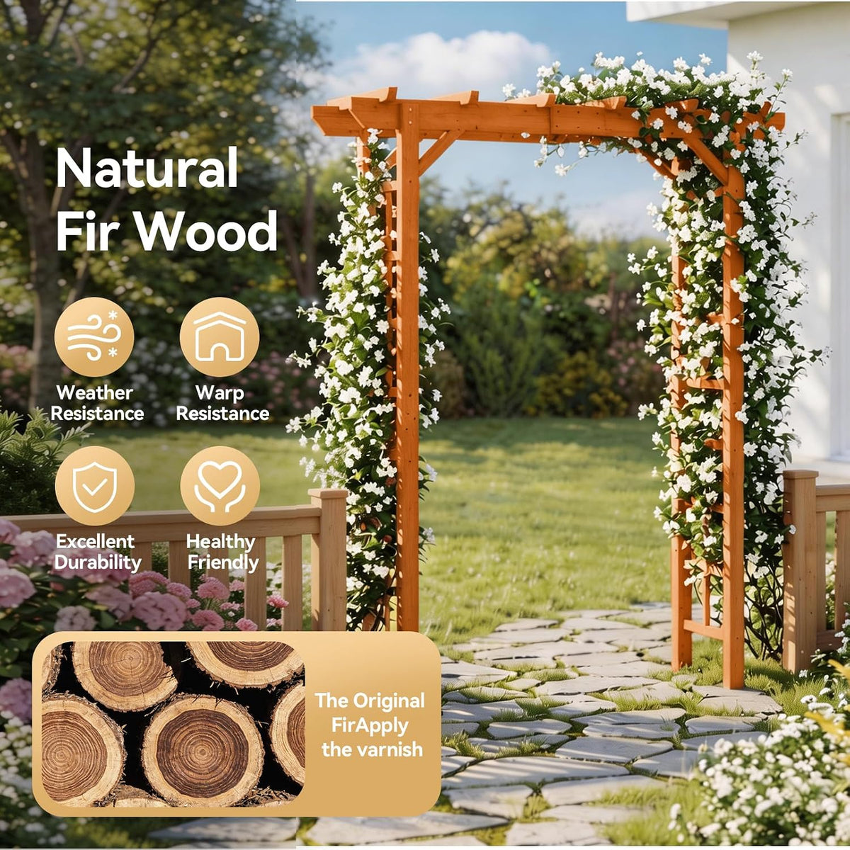 85‑Inch Walnut‑Brown Wooden Garden Arbor Trellis