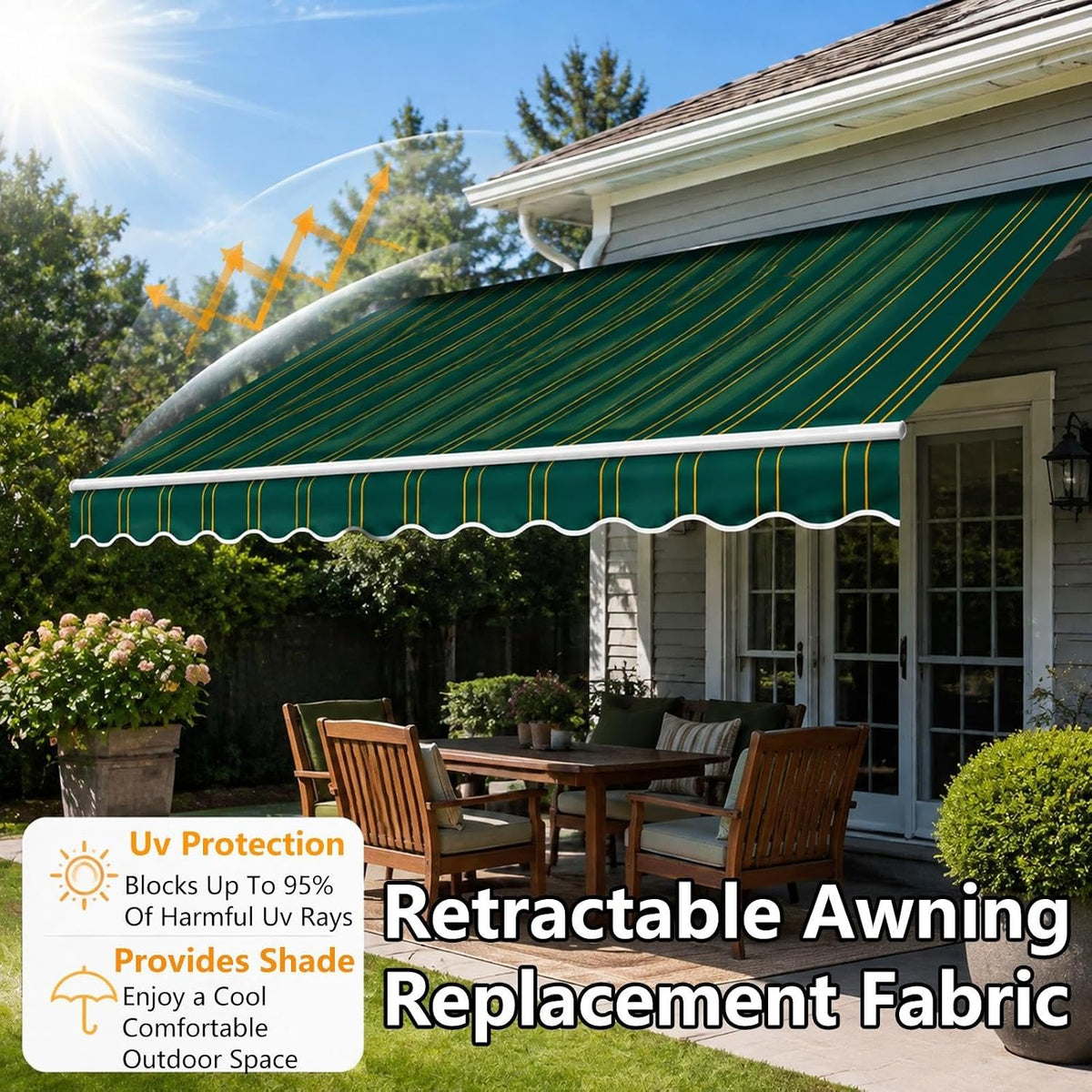 Waterproof Polyester Replacement Awning Cloth 6.6‑20ft