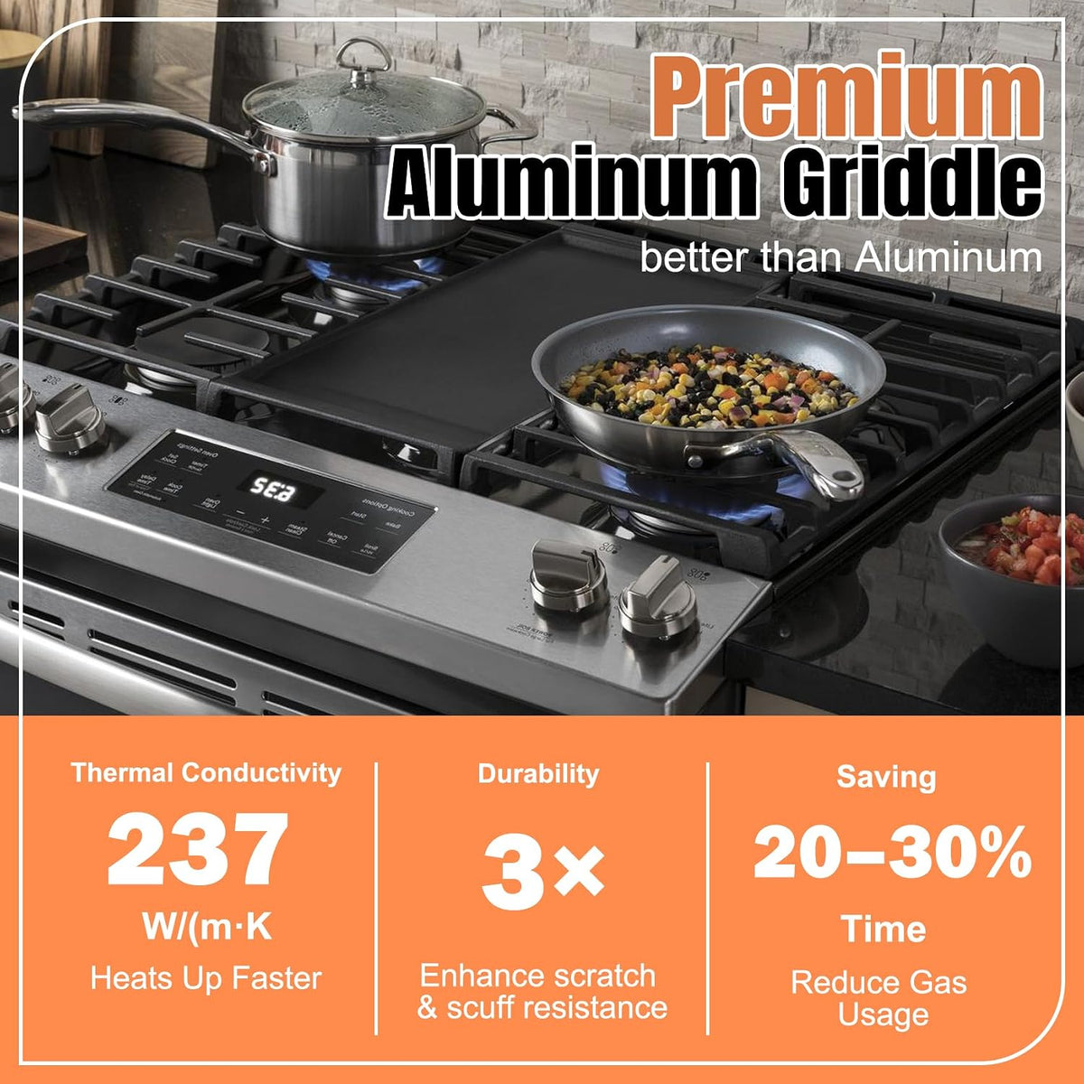 19.5"×9" Ceramic Non‑stick Griddle Plate