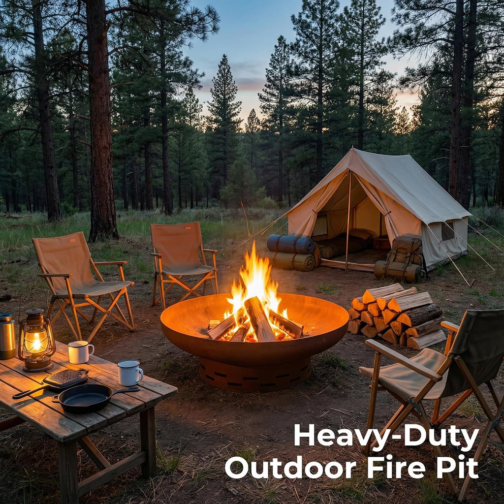 35.5 Inch Large Round Wood‑Burning Fire Pit