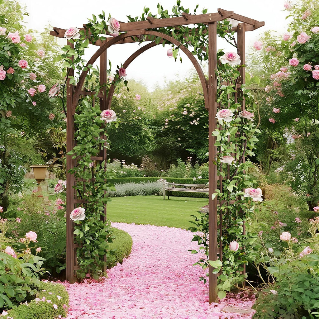 85‑Inch Brown Solid Wood Garden Arbor Arch