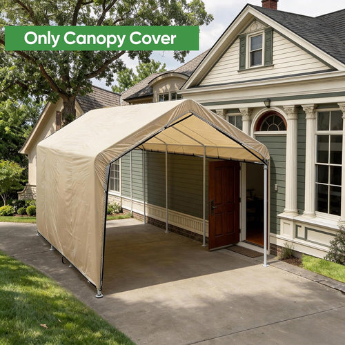 10'x20' Beige Heavy‑Duty Carport Canopy Cover