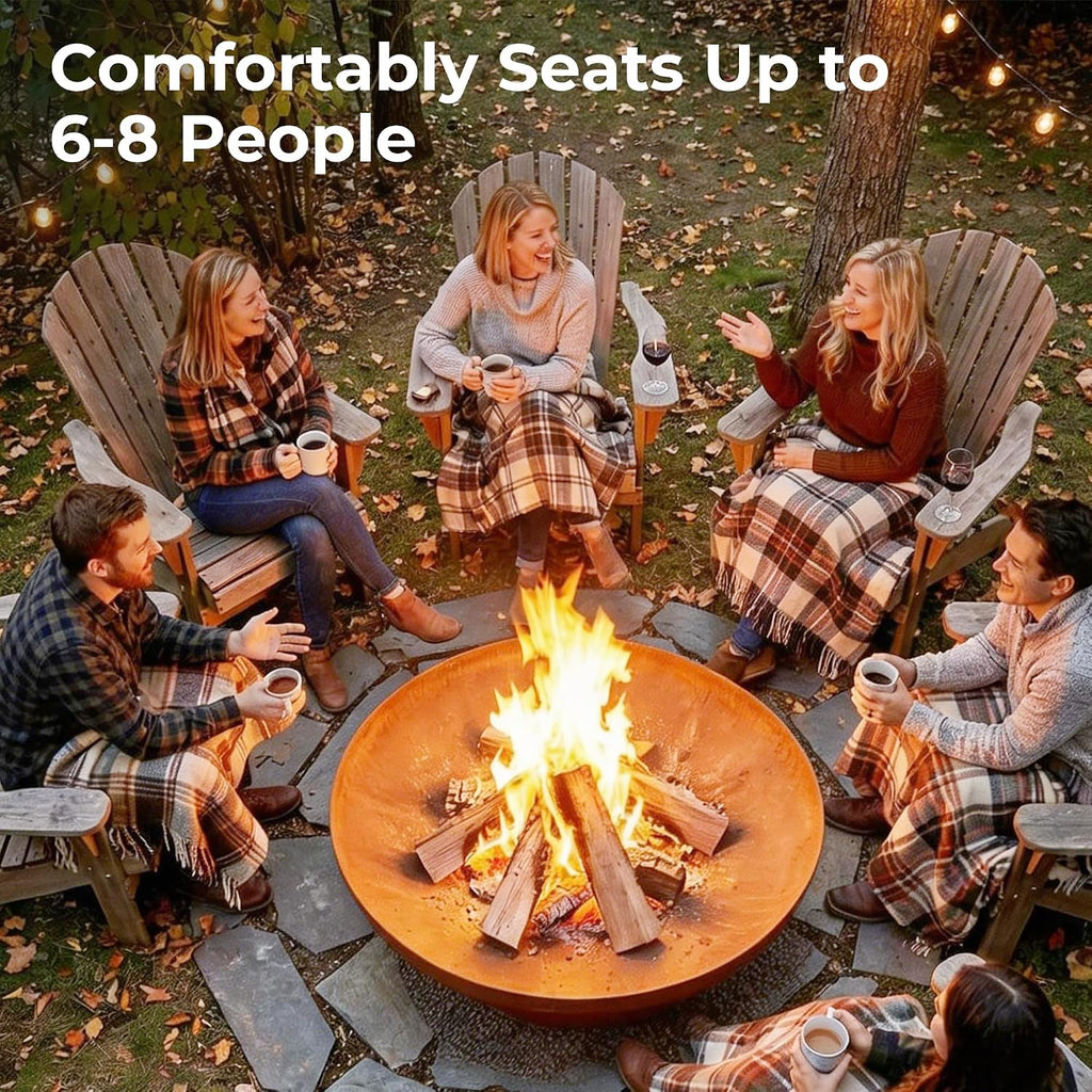 35.5 Inch Large Round Wood‑Burning Fire Pit
