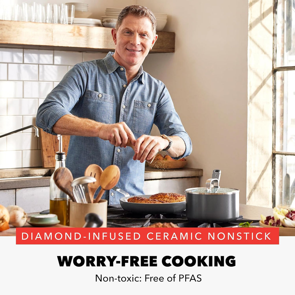 18"x11" Gray Double‑Burner Ceramic Griddle Pan
