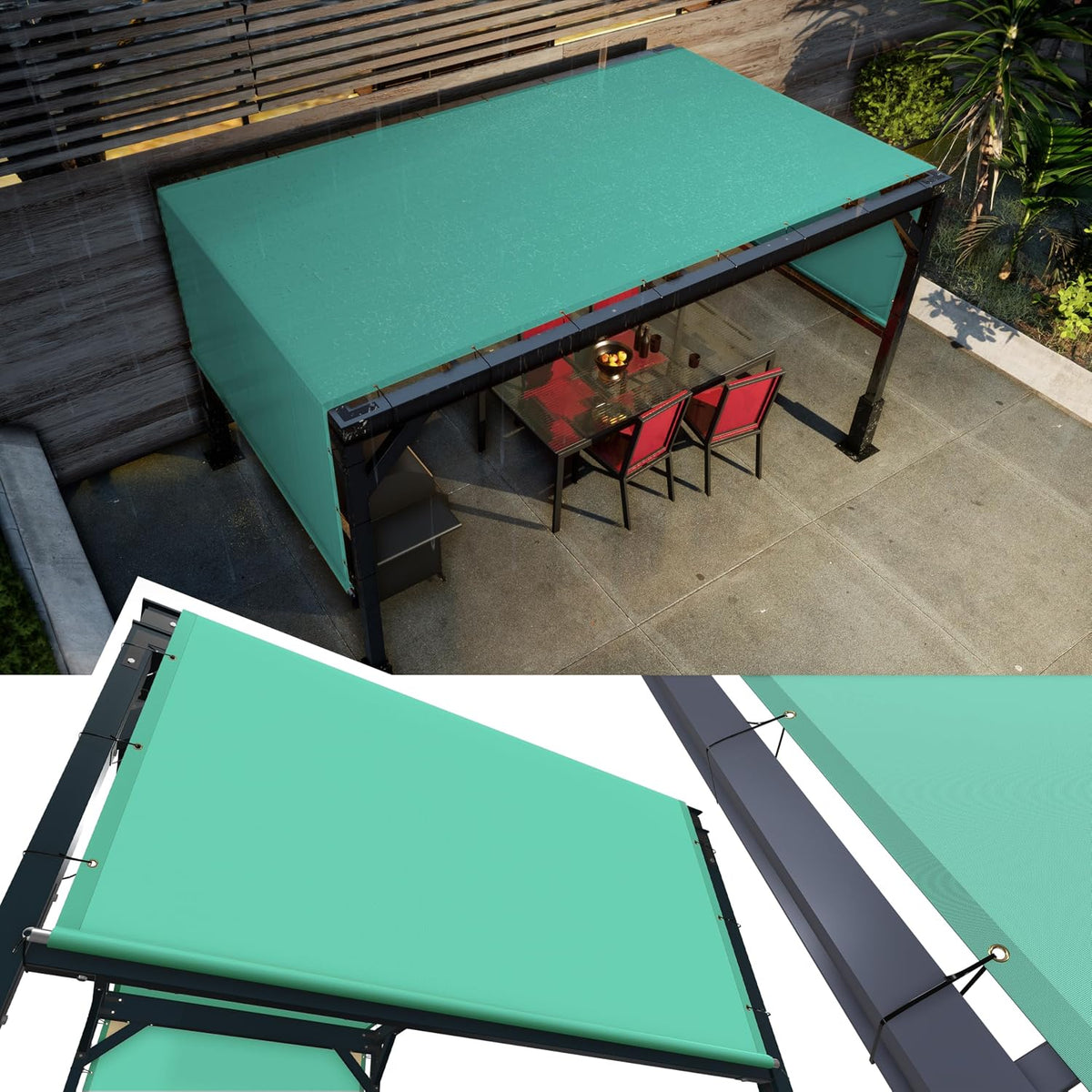 10'x25' Turquoise Waterproof Pergola Replacement Canopy
