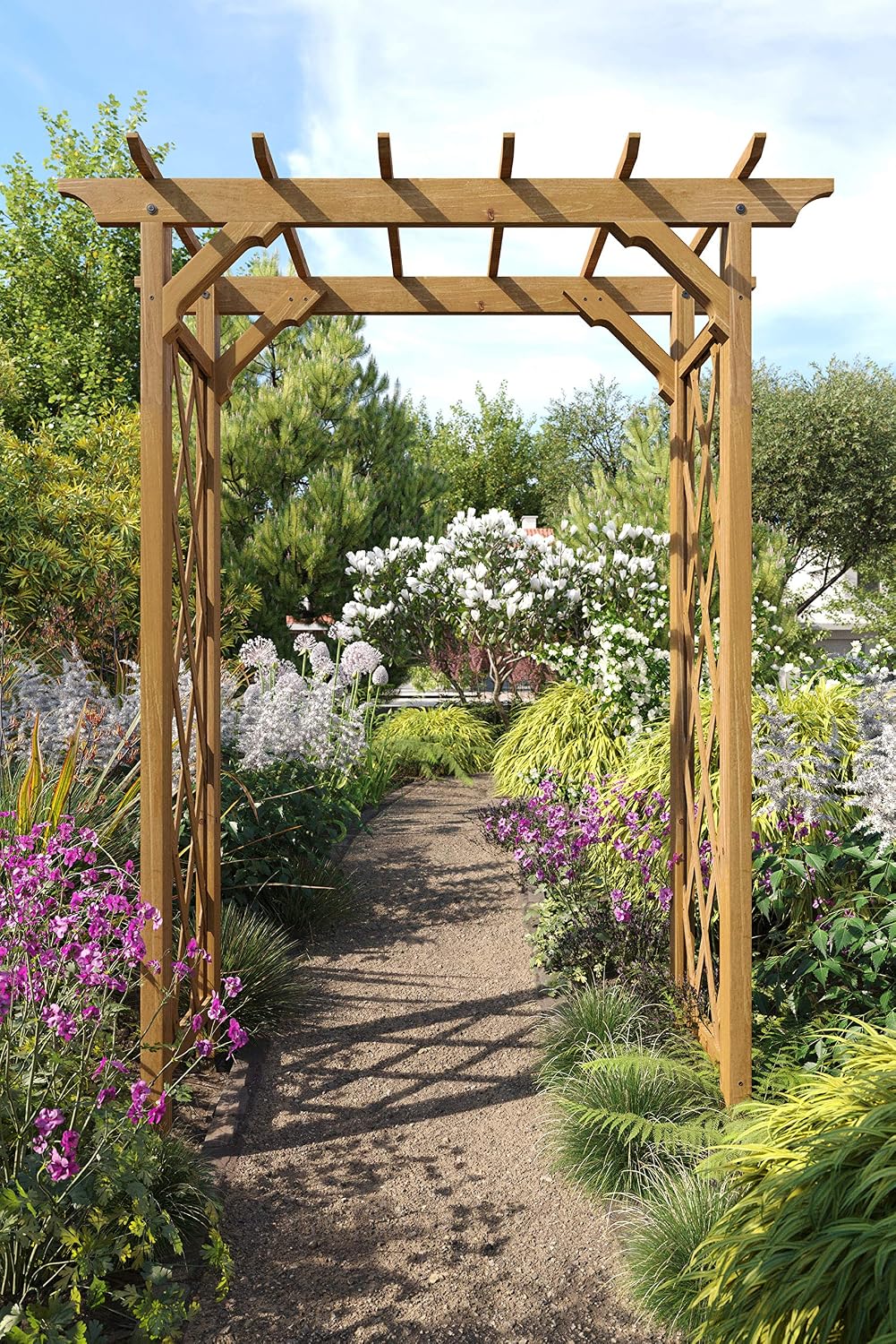 Heartwood Cedar Golden‑Brown Garden Arbor