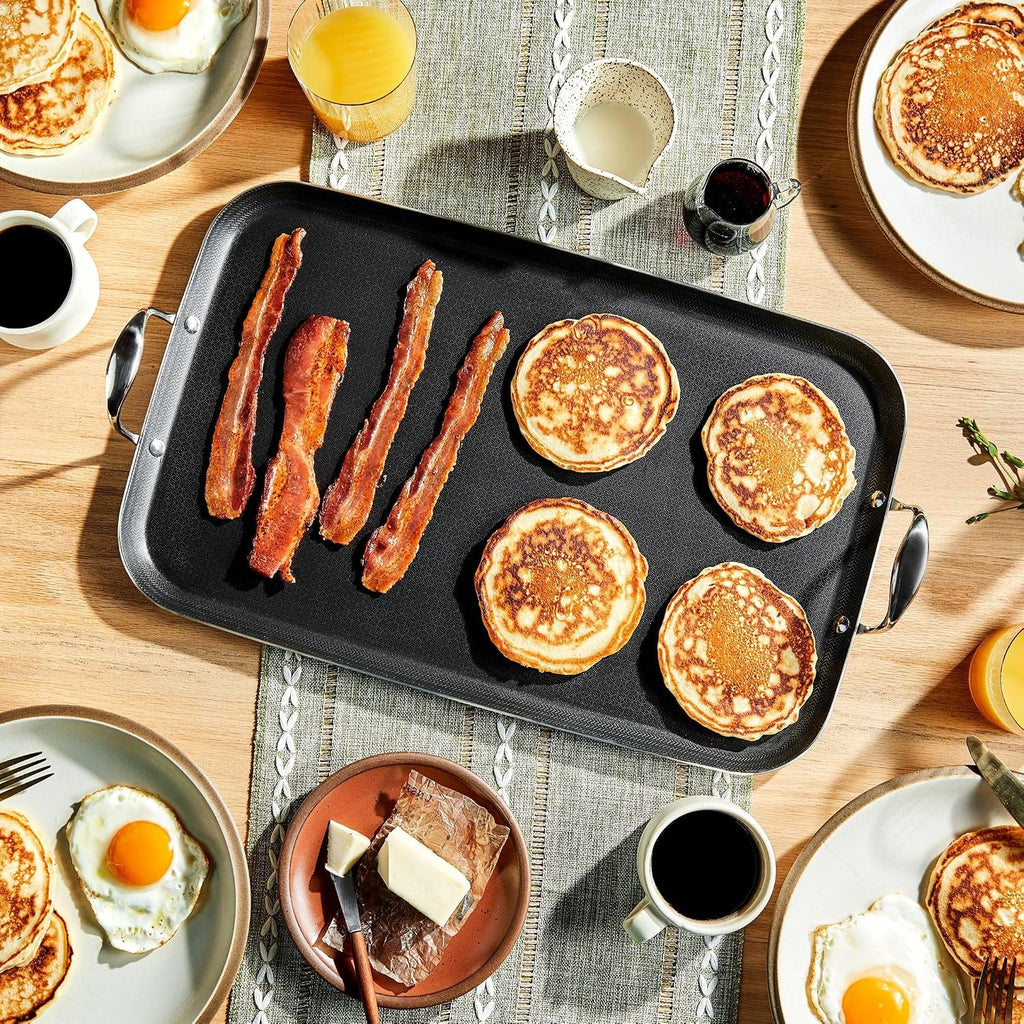 Double‑Burner Hybrid Nonstick Griddle Pan