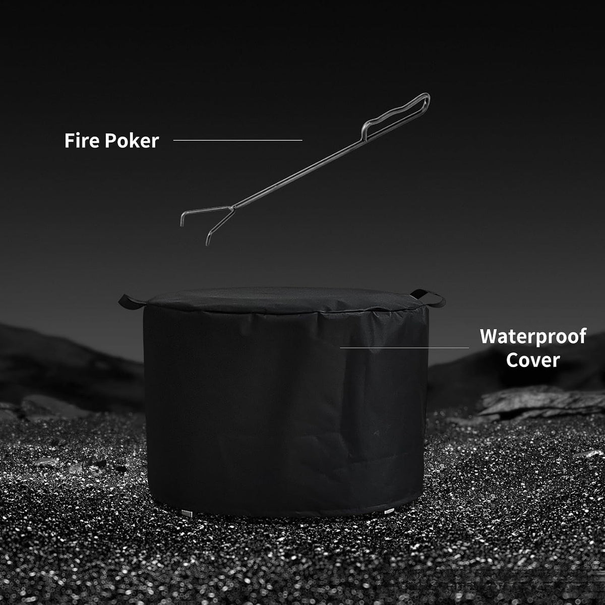 27 Inch Smokeless Fire Pit with Cover & Fire Poker