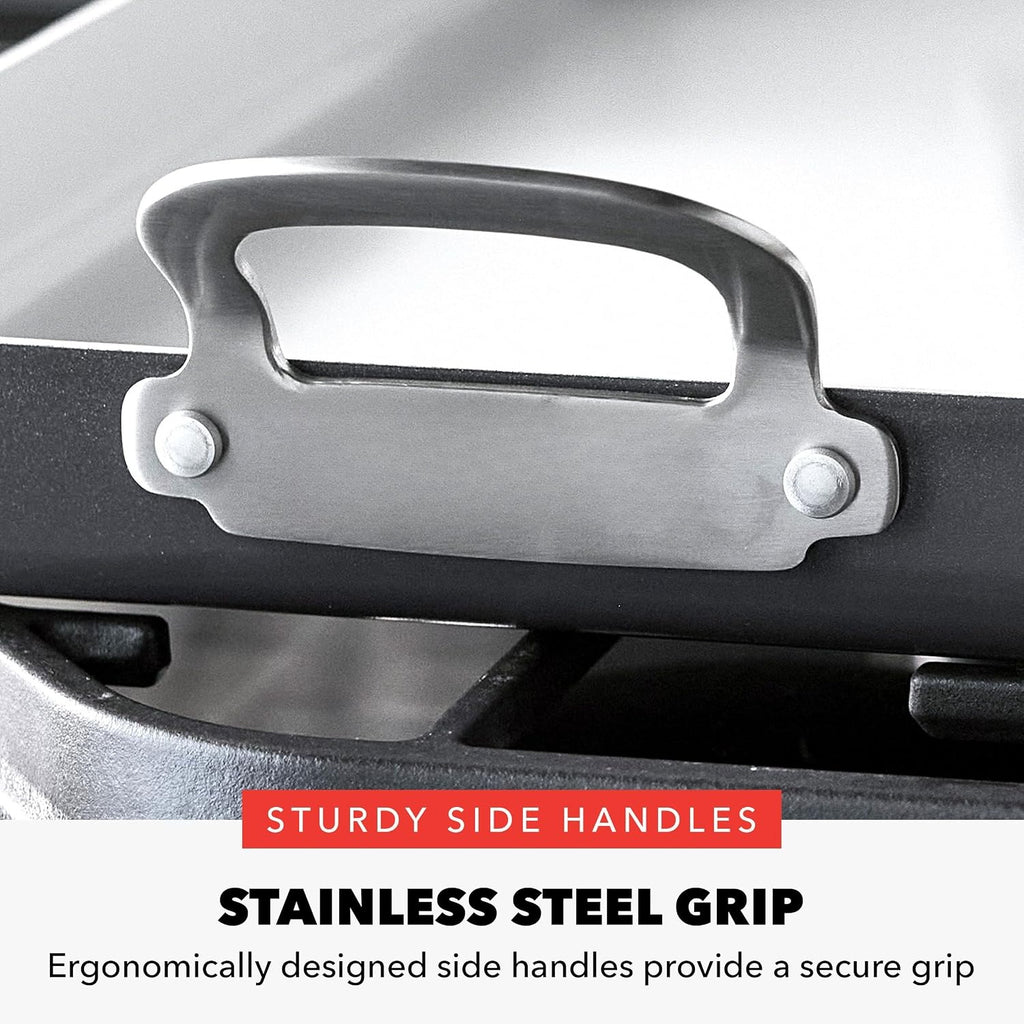 18"x11" Gray Double‑Burner Ceramic Griddle Pan