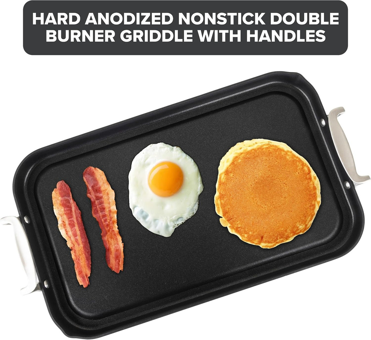 19"x11" Hard‑Anodized Double‑Burner Griddle Pan